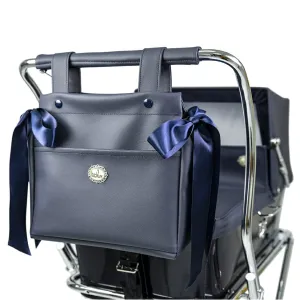 BebeLux Spanish Navy Blue Leather Bow Dolls Changing Bag 2899-M