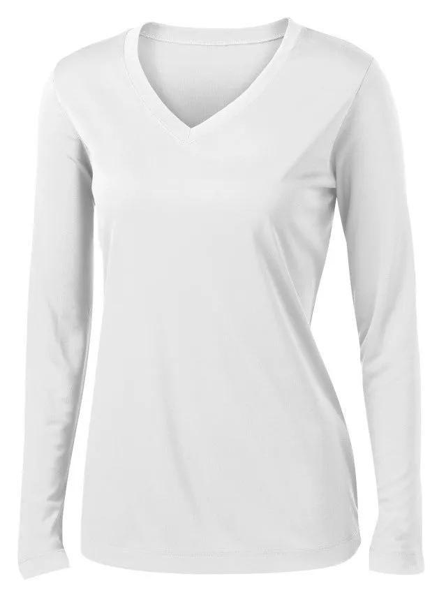 Black Dragons Ladies Cooling Performance Long Sleeve V-Neck T-Shirt