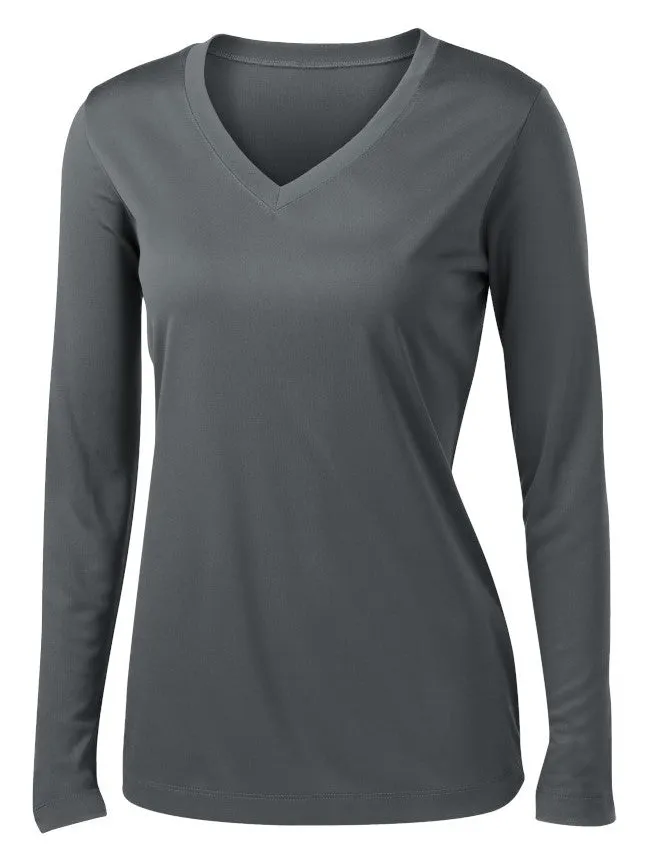 Black Dragons Ladies Cooling Performance Long Sleeve V-Neck T-Shirt