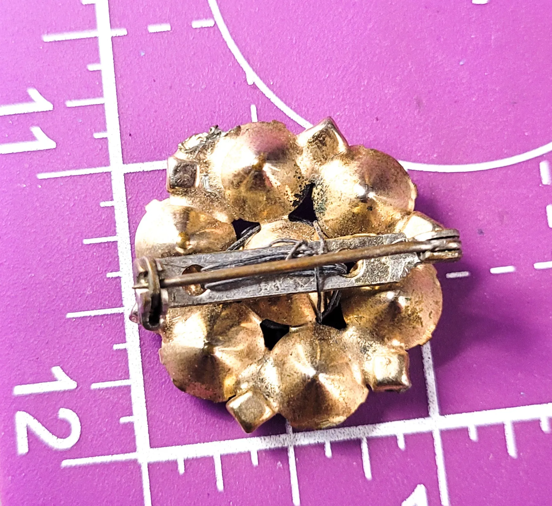Blue Aurora borealis rainbow coated vintage rhinestone brooch handcrafted