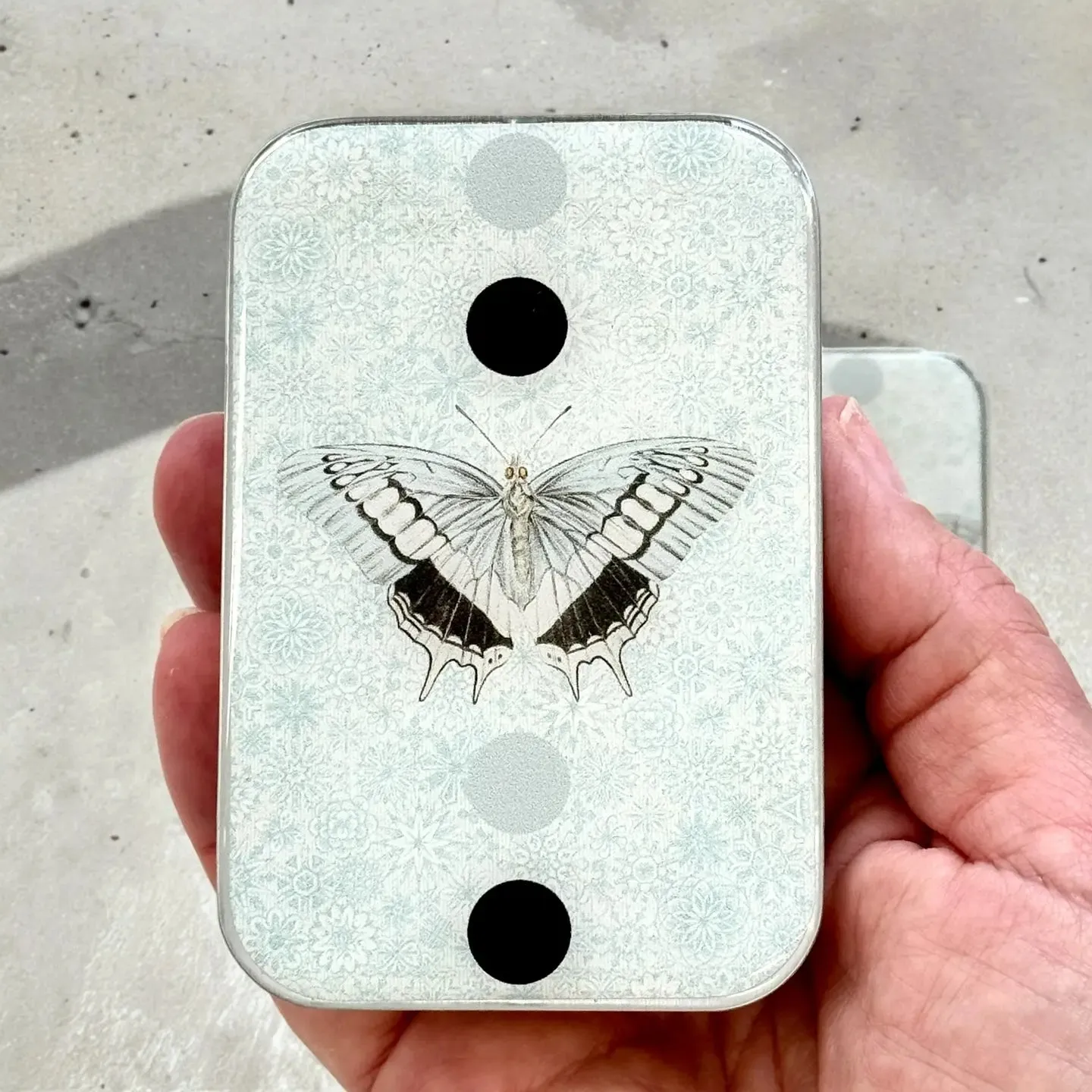 Blue Moth Notions Tin