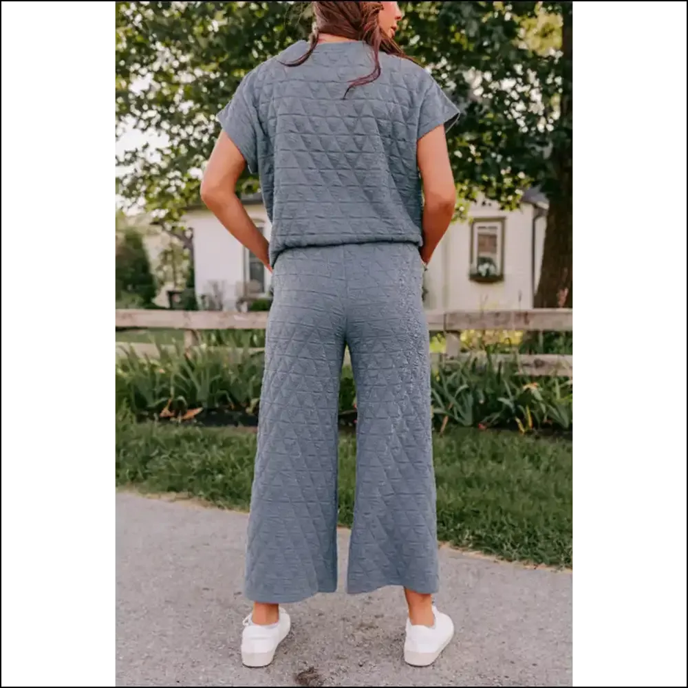 Blue Quilted Textured Pants Set: Sexy  & Comfy? Needful Things, I'm In! 💙