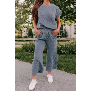 Blue Quilted Textured Pants Set: Sexy  & Comfy? Needful Things, I'm In! 💙