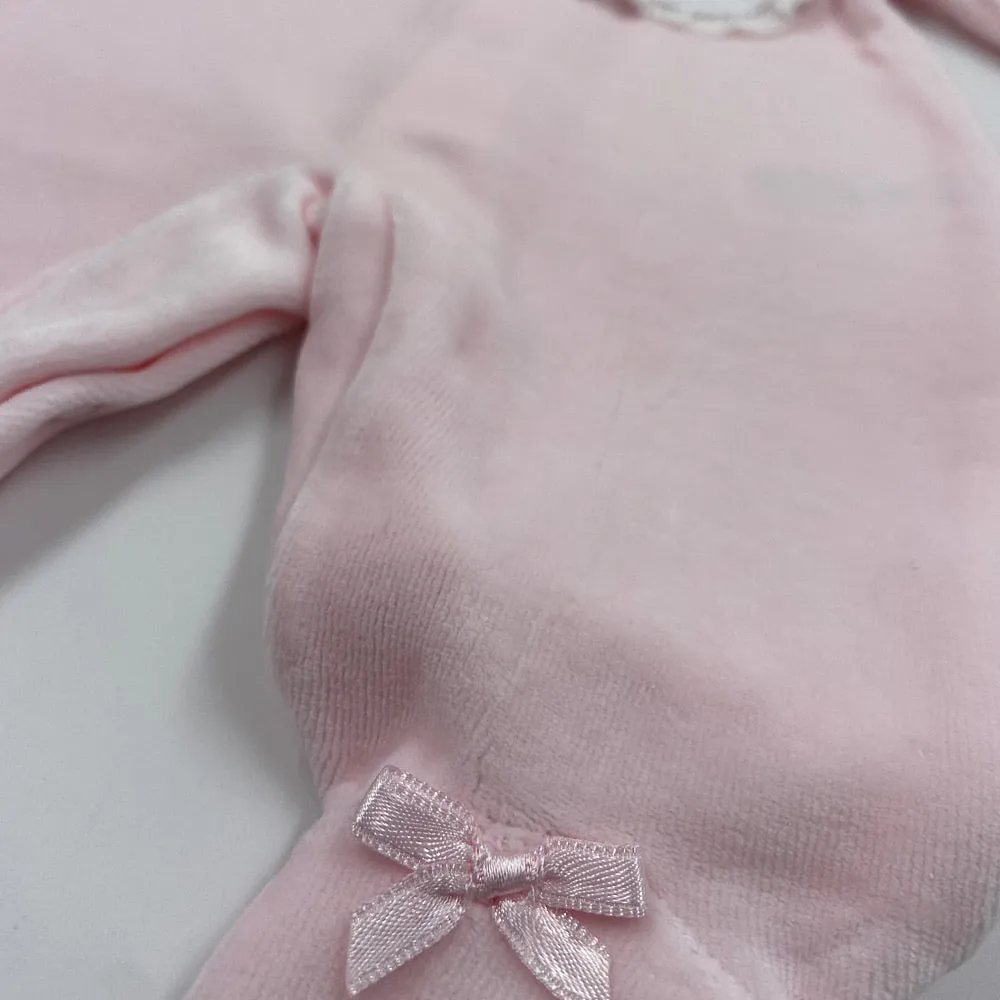 Blues Baby Pink with removable bib baby grow