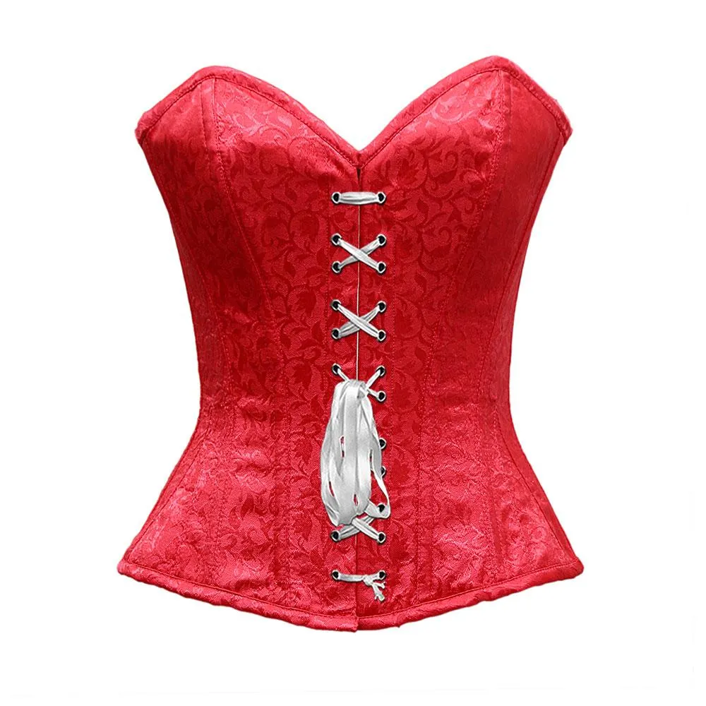Blundell Fuchsia Satin Brocade Overbust Corset