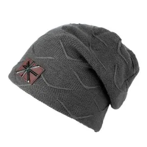 British Flag Patch Knit Beanie - Deep Gray