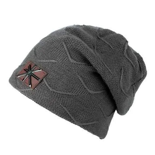 British Flag Patch Knit Beanie - Deep Gray