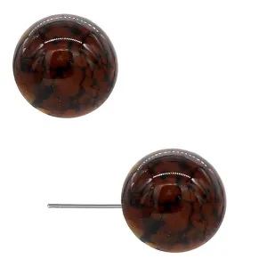 Brown Cracked Pattern Post Earrings
