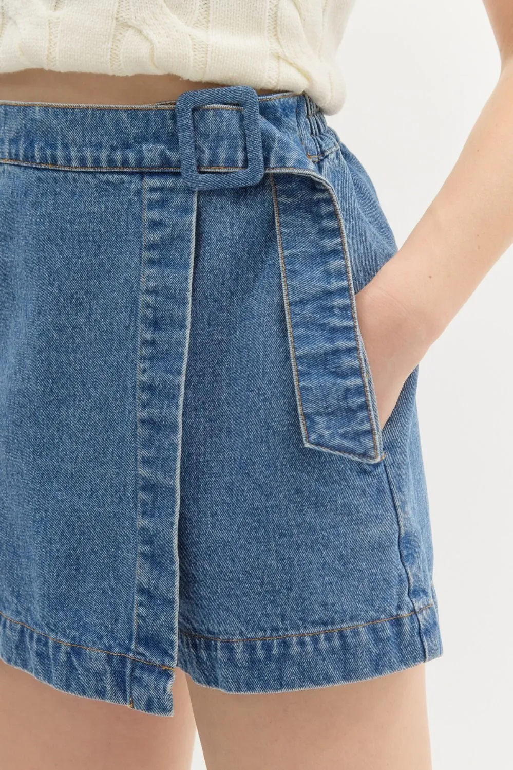 Buckle Belt Skort {Demin}