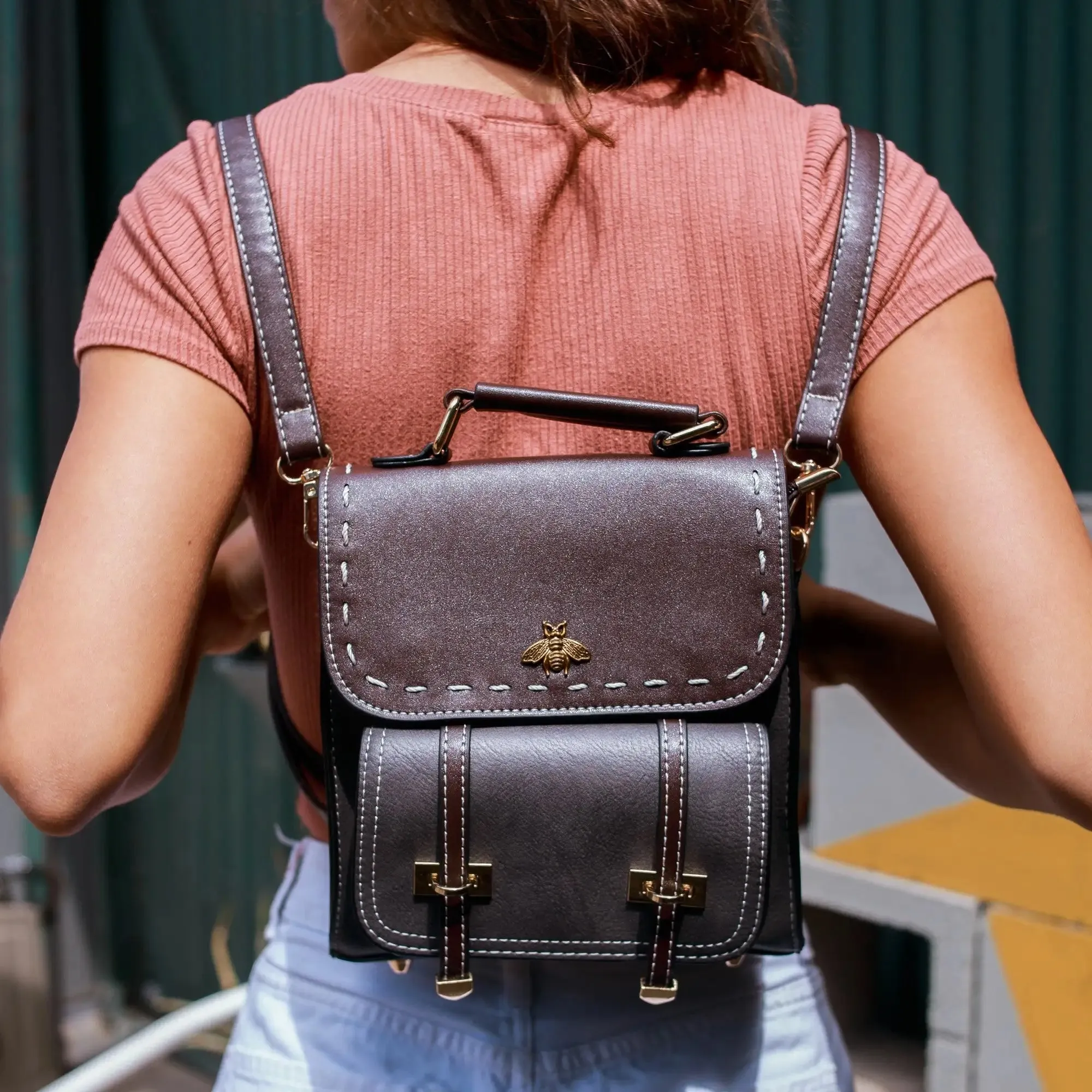 Bumblebee Leather Backpack Handbag