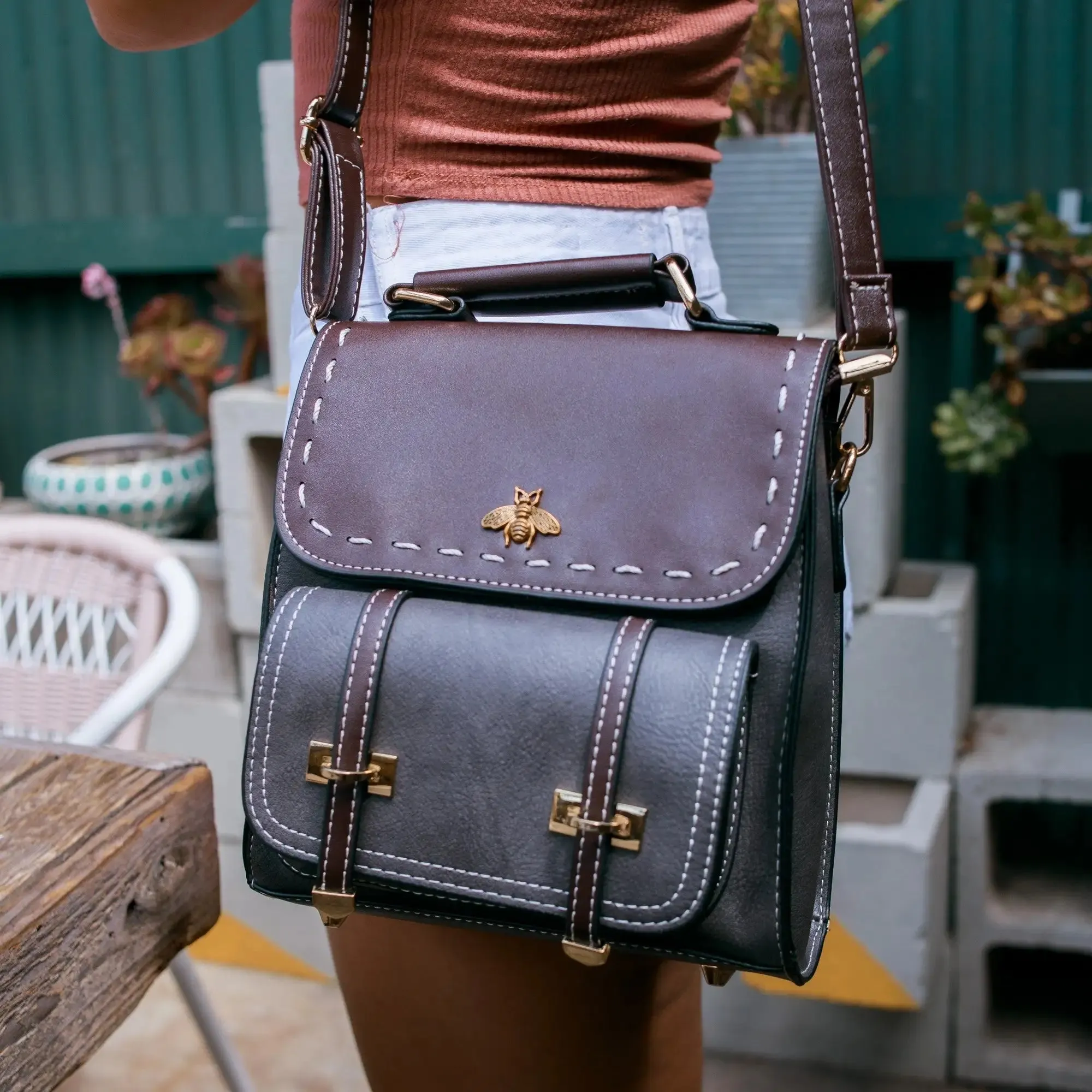 Bumblebee Leather Backpack Handbag