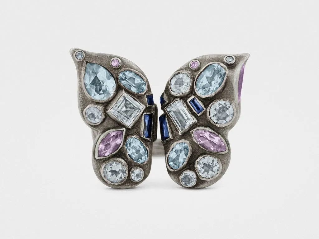Butterfly Ring with Gemstones in Sterling Silver