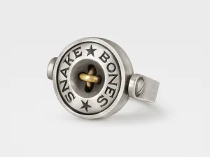 Button Ring with Hematite in Sterling Silver and Brass