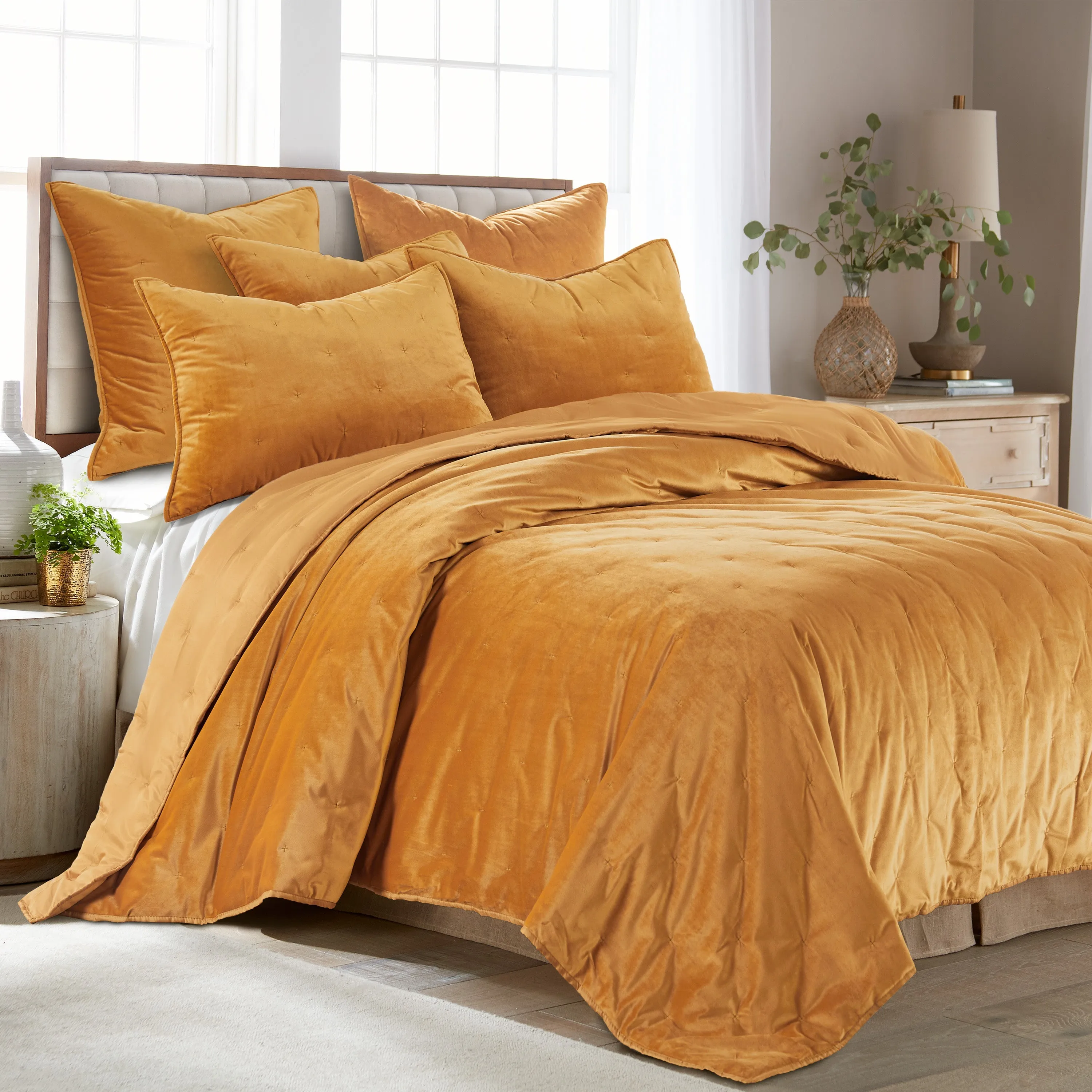 Calabria Velvet Ochre Euro Sham