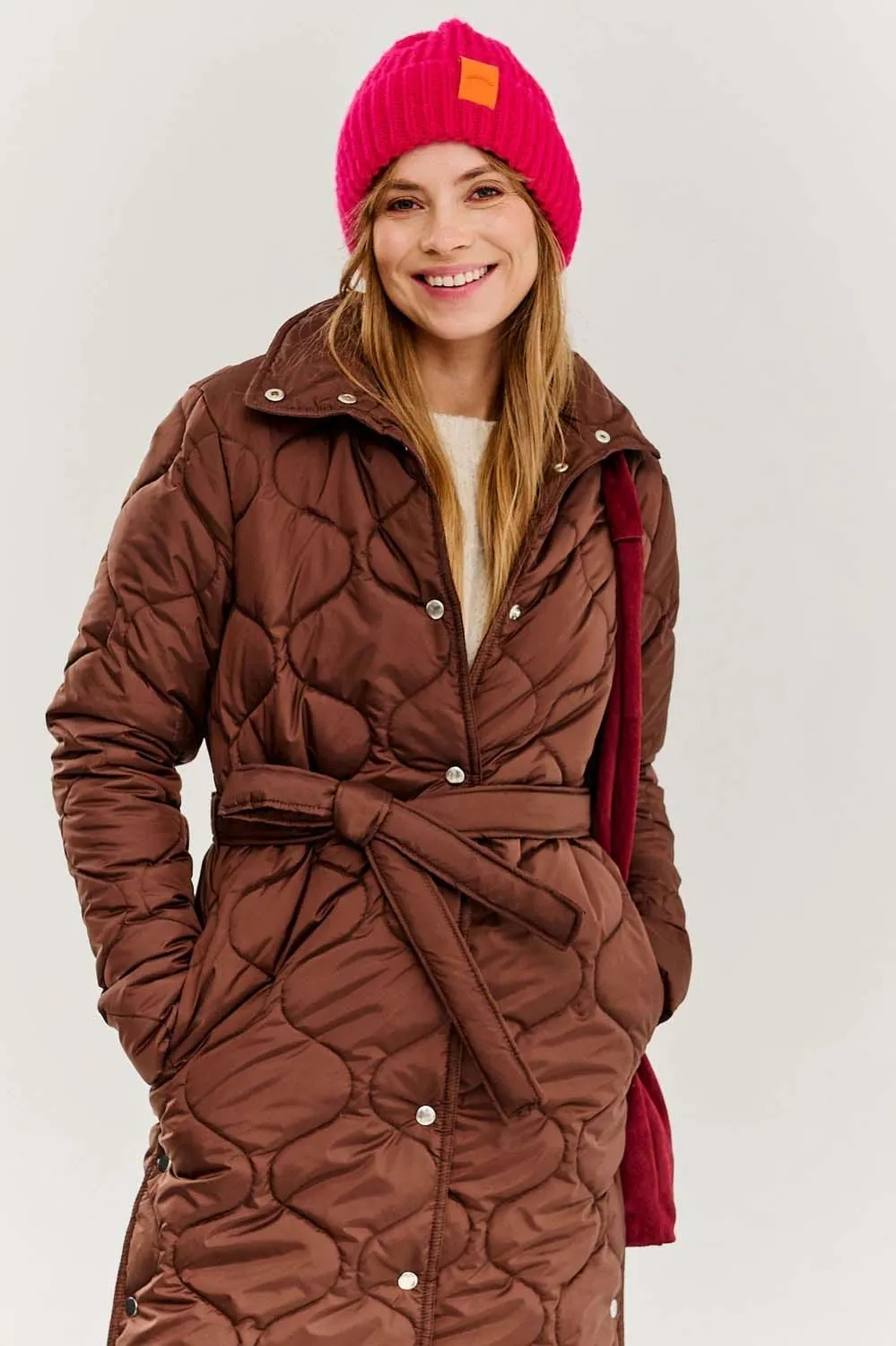 Caramel Wave Quilted Coat