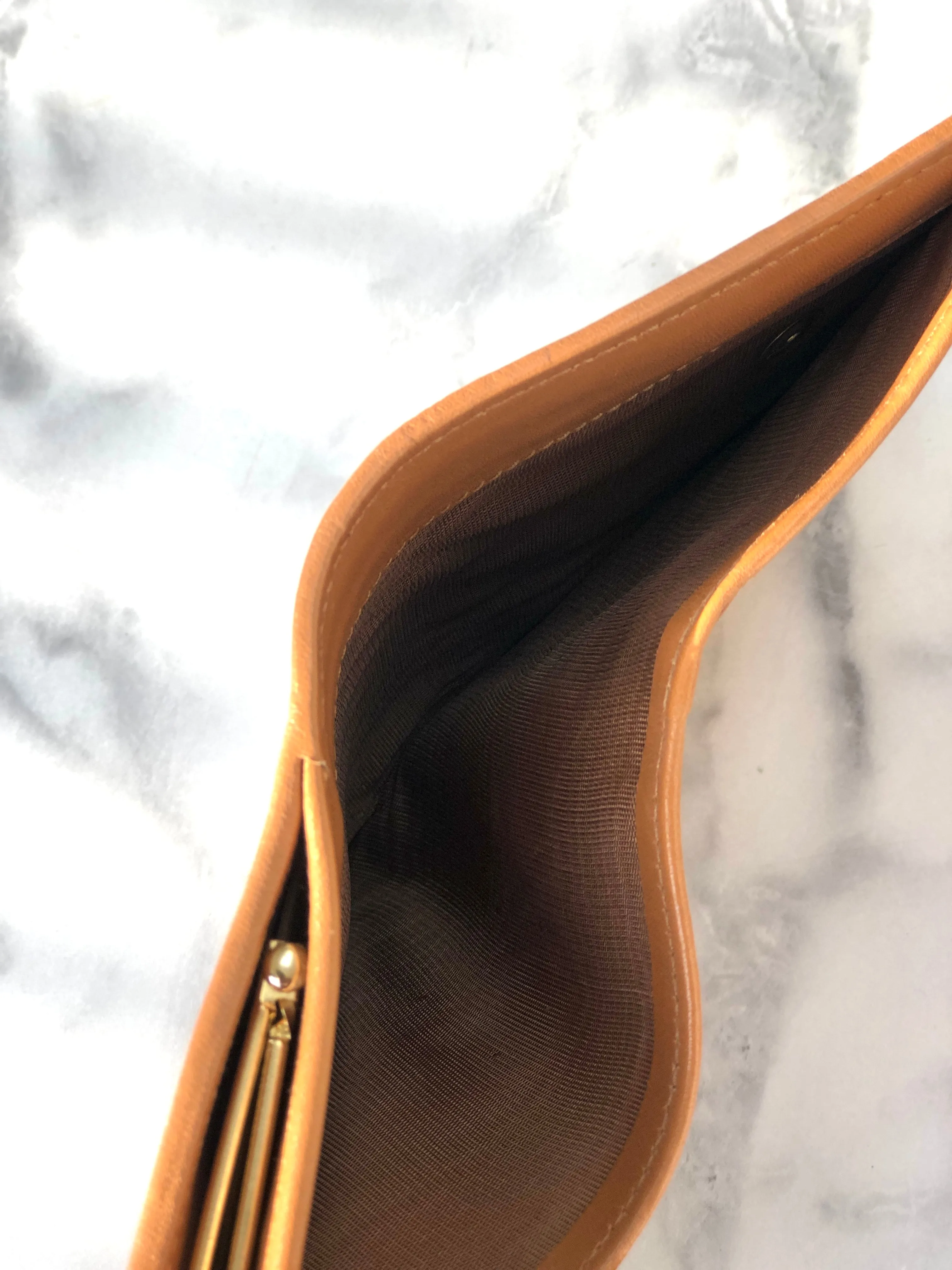 CELINE Macadam Blason Metal Clasp Folded Wallet Brown Vintage u7djjc