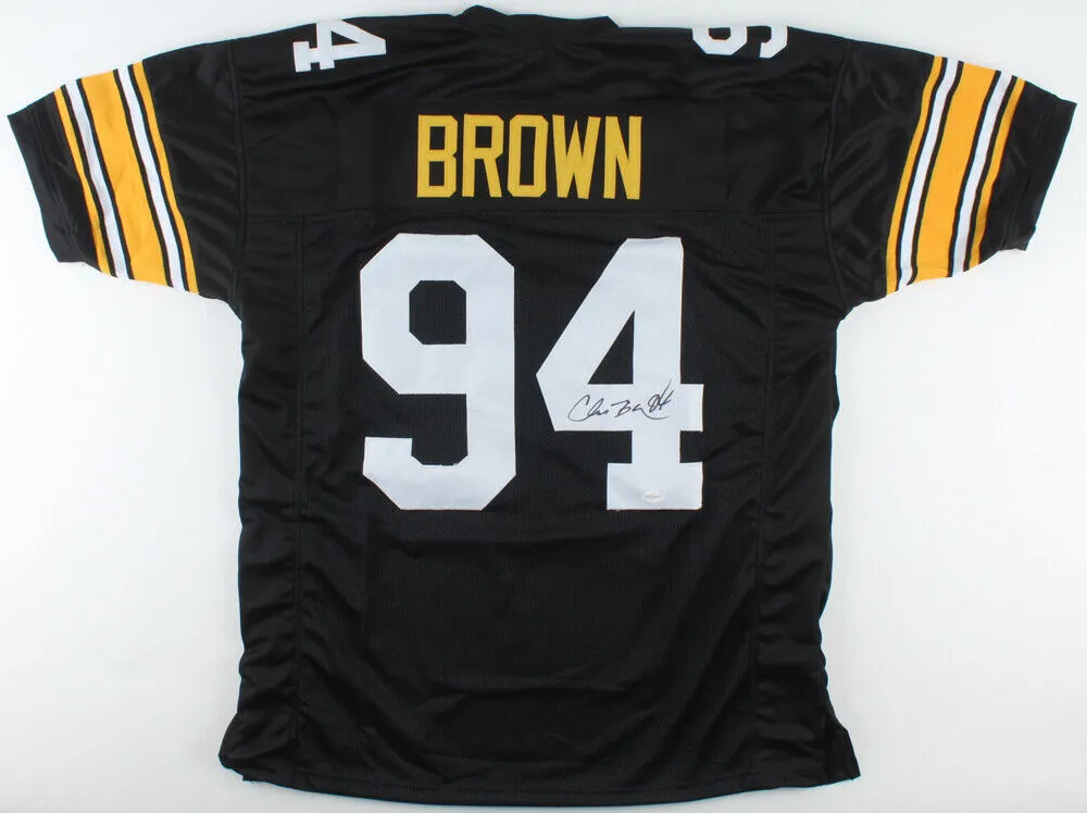 Chad Brown Signed Pittsburgh Steelers Jersey (TSE Hologram) 3xPro Bowl Linebackr