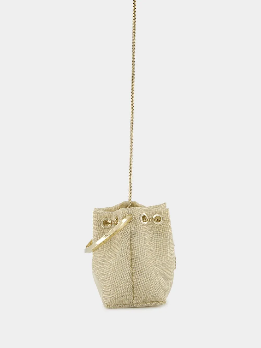 Champagne Bon Bon Light Gold Metallic Mesh Bucket Bag