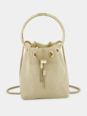 Champagne Bon Bon Light Gold Metallic Mesh Bucket Bag
