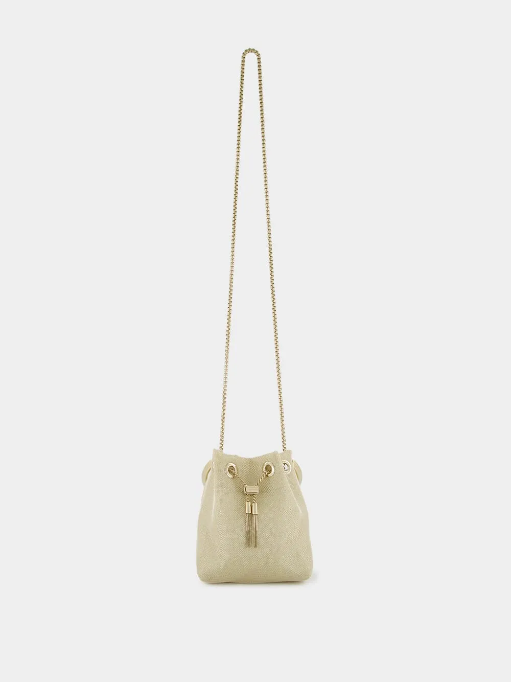 Champagne Bon Bon Light Gold Metallic Mesh Bucket Bag