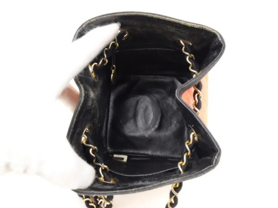 Chanel Bicolor Raffia Straw CC Logo Quilted Chain Basket Bag 858721