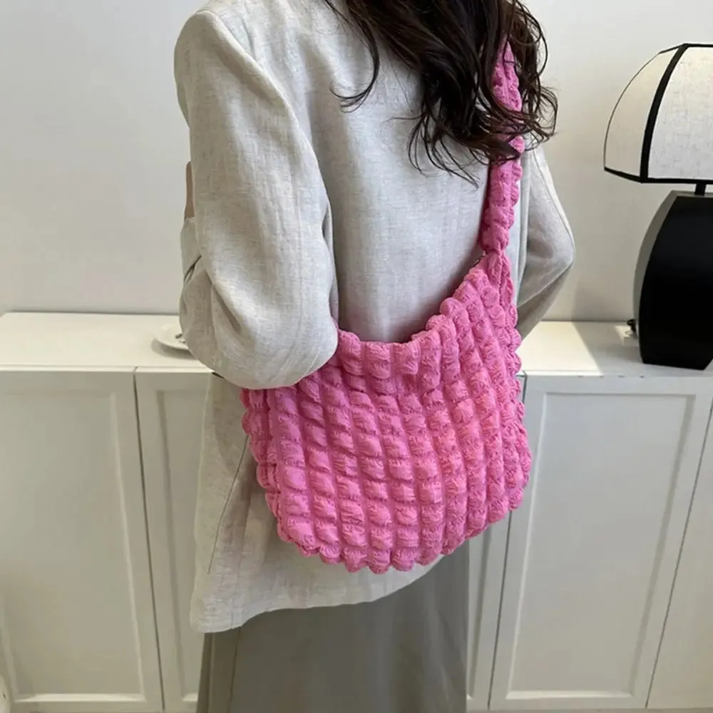 Charming Quilted Kawaii Tote 👜✨ - Adorable Plaid Crossbody & Underarm Bag! 🌈💕