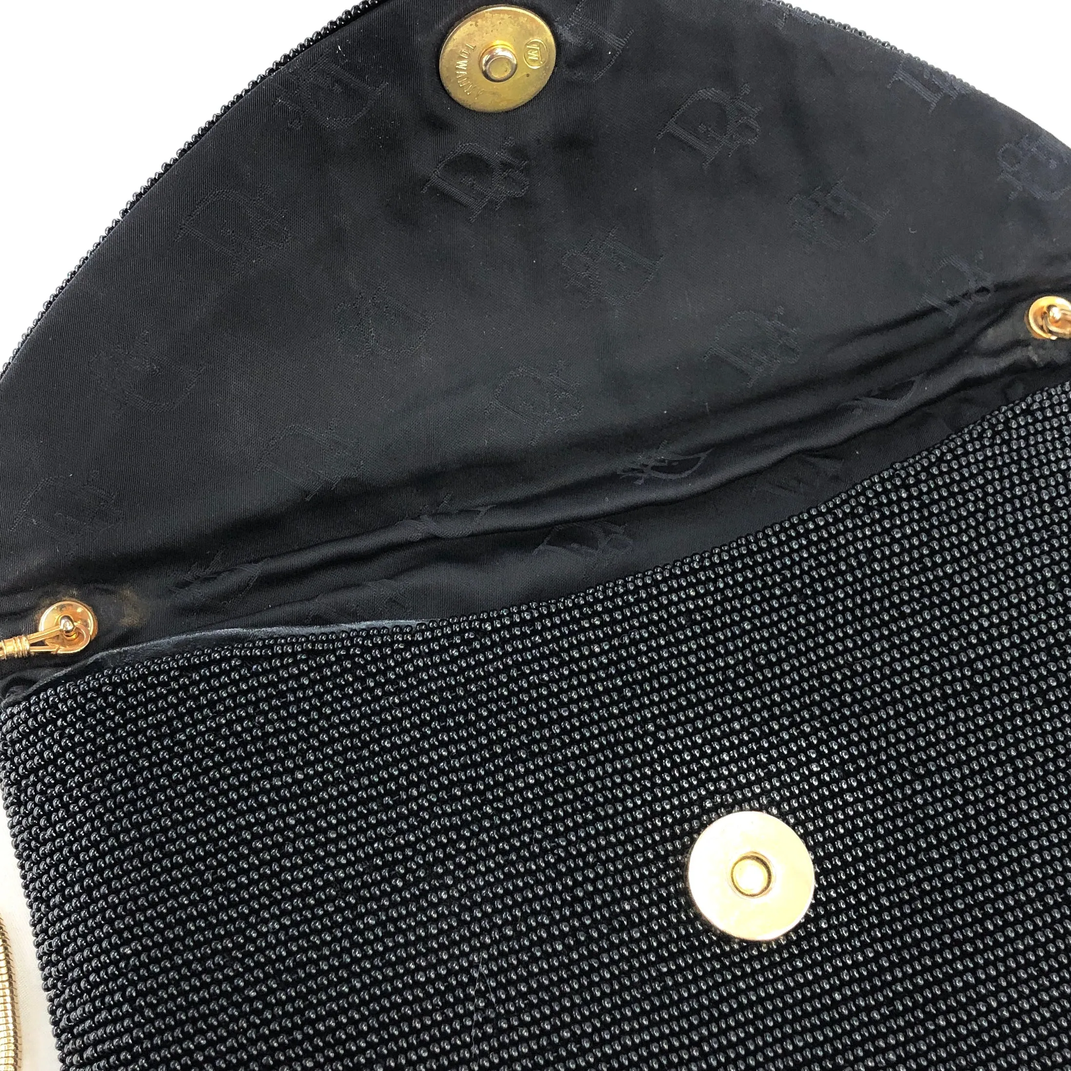 Christian Dior Logo Beads Chain Shoulder bag Black Vintage kxcim5