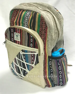 Cotton hemp Backpack with multi pockets
