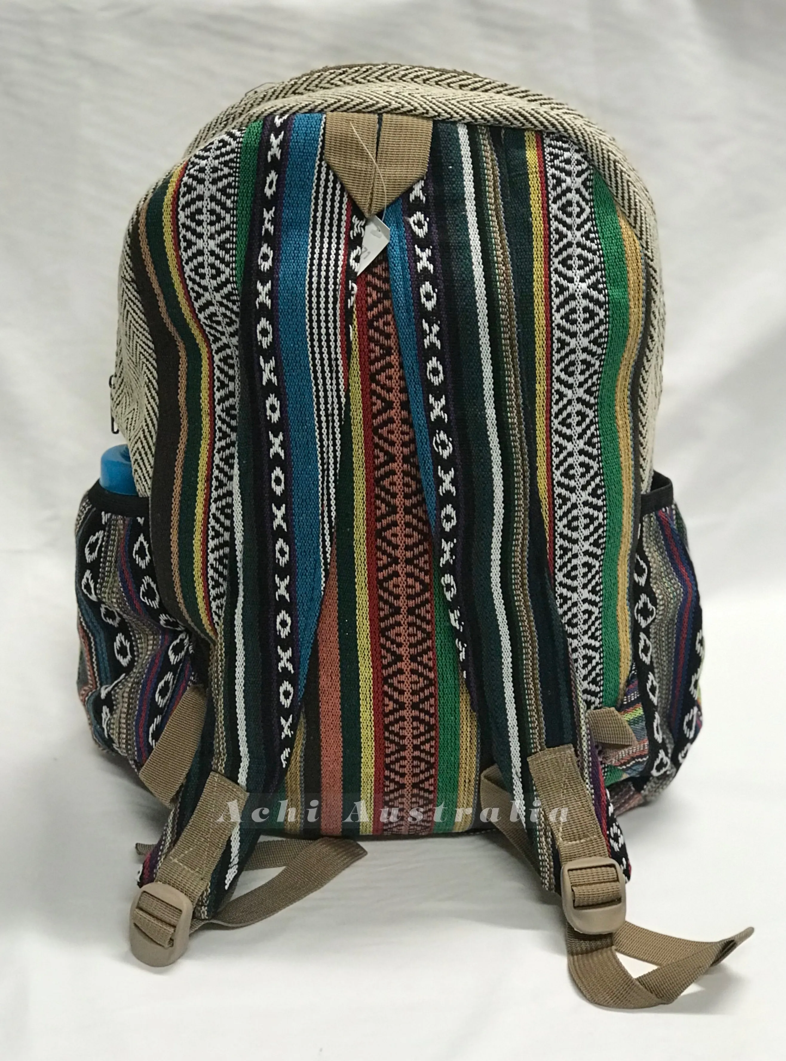 Cotton hemp Backpack with multi pockets