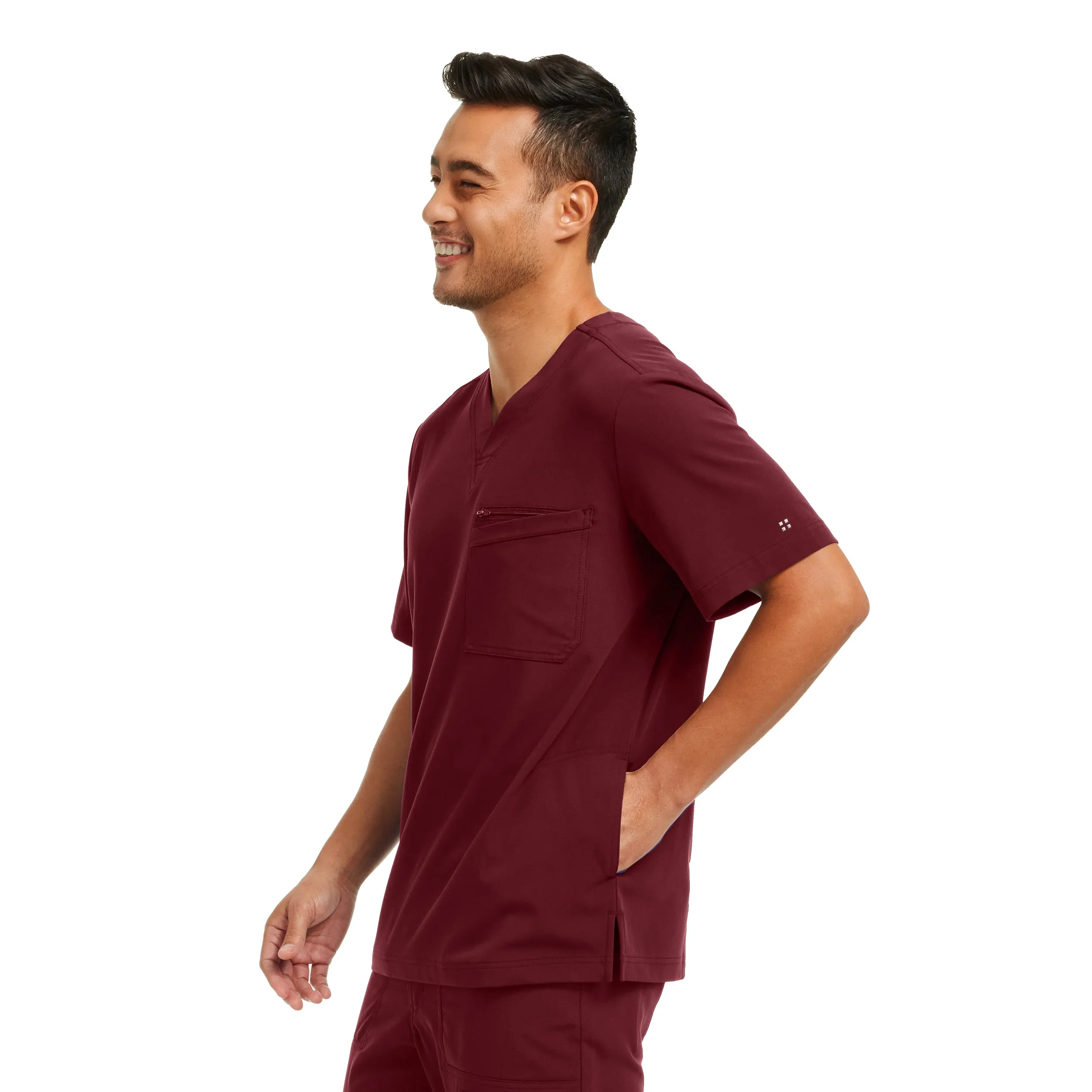 CRFT WT151 Men's 4 Pocket V Neck Scrub Top Wine