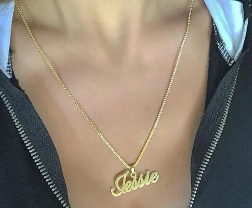 Custom Name Box Chain Necklace