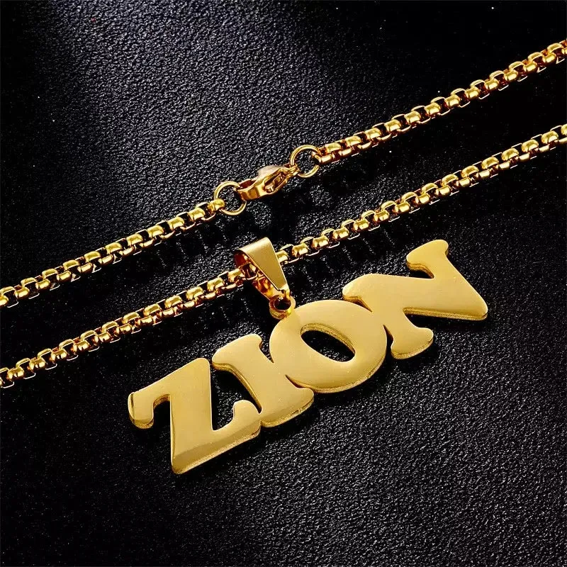 Custom Name Box Chain Necklace