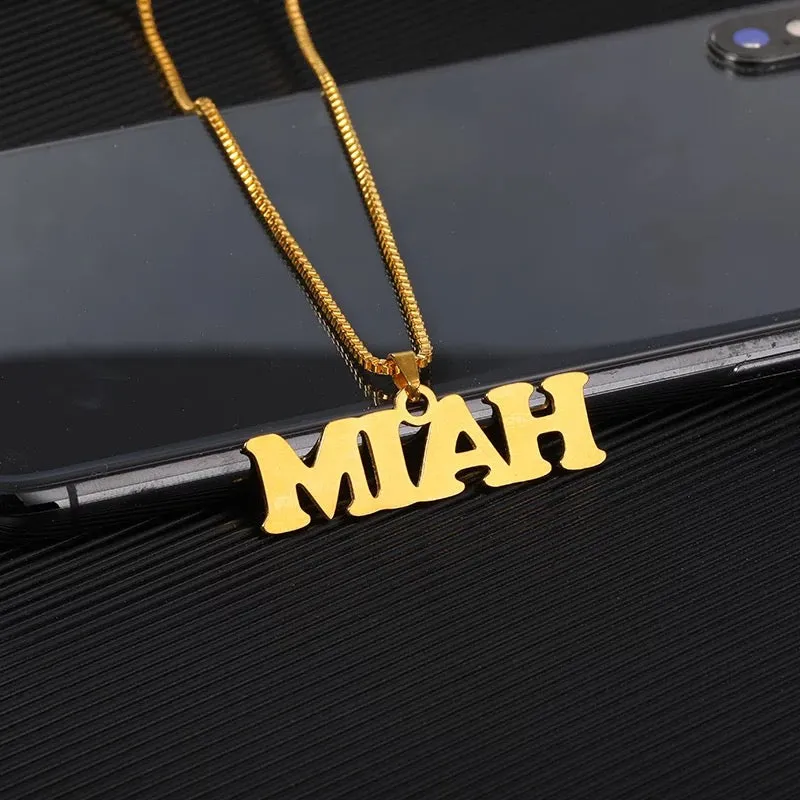 Custom Name Box Chain Necklace