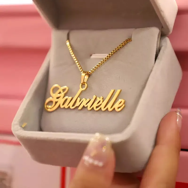 Custom Name Box Chain Necklace