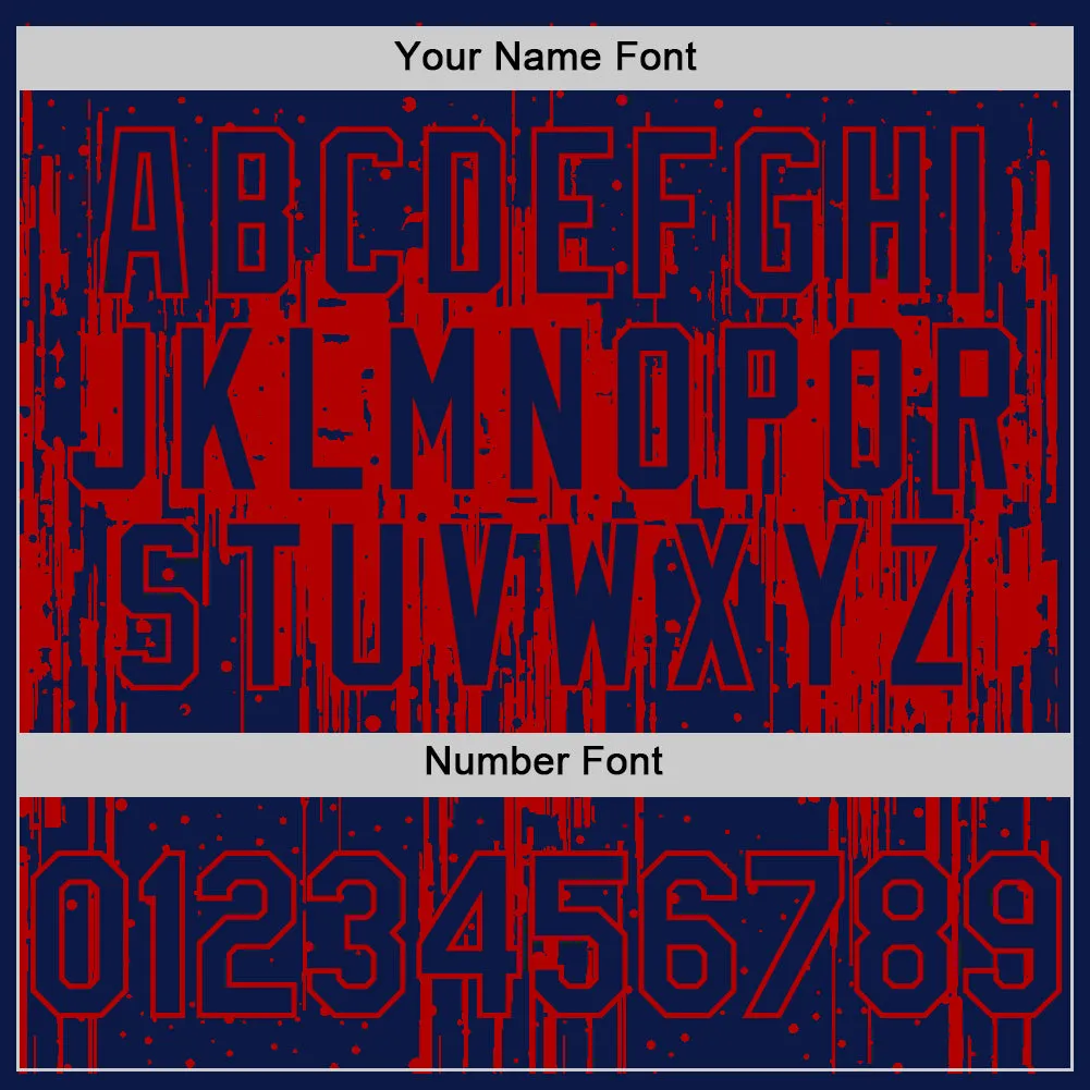 Custom Navy Red 3D Pattern Design Dripping Splatter Art Authentic Baseball Jersey