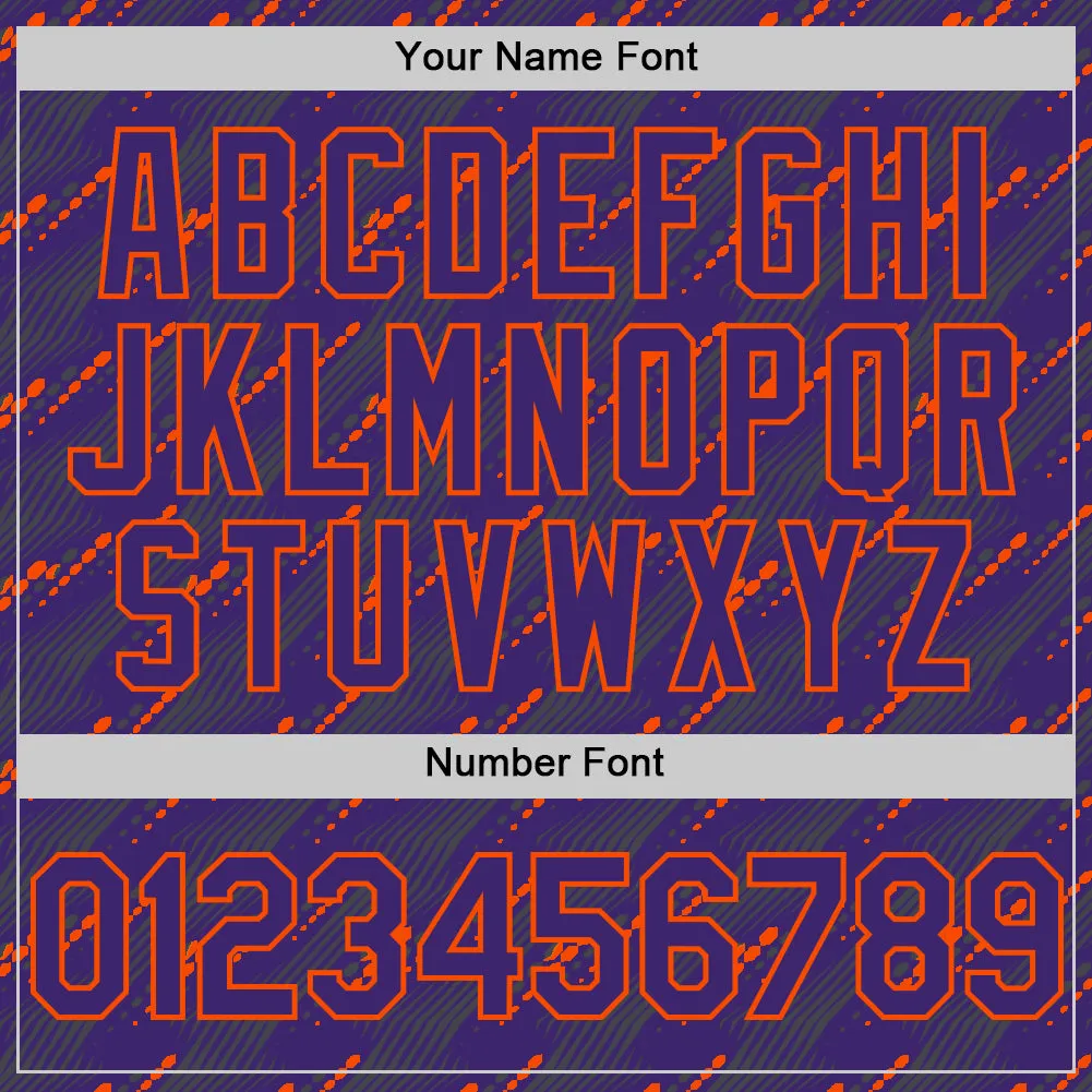 Custom Purple Orange 3D Pattern Design Slant Lines Authentic Baseball Jersey