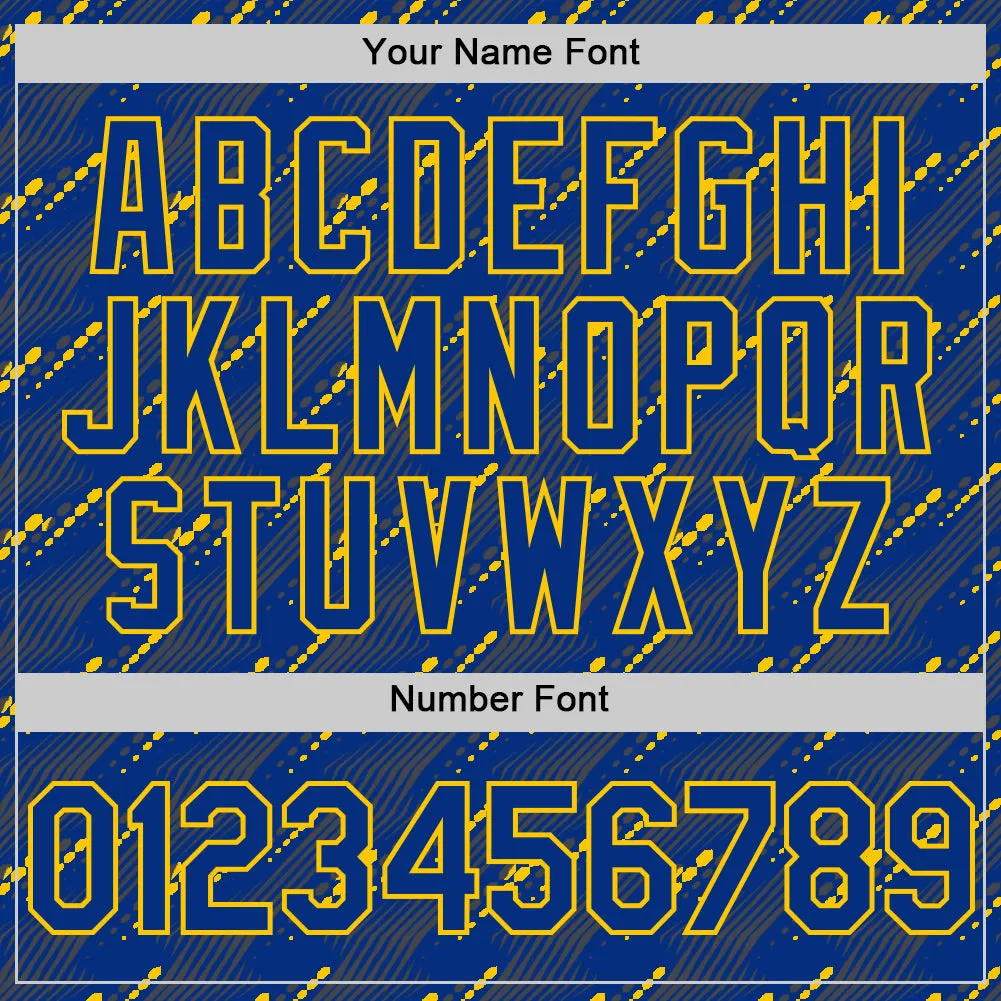 Custom Royal Yellow 3D Pattern Design Slant Lines Authentic Baseball Jersey