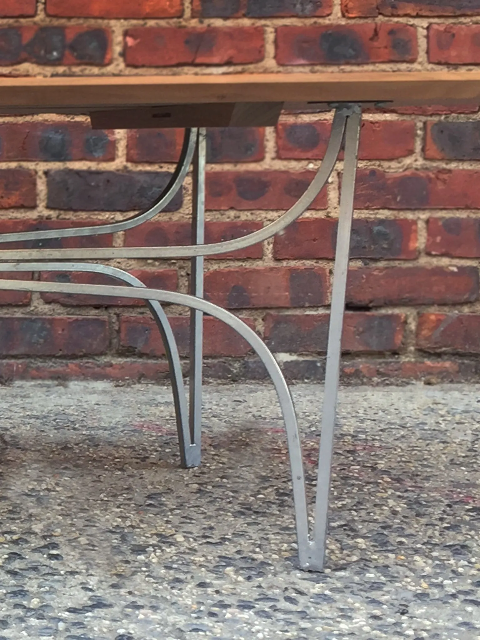 Custom Walnut & Metal Racetrack Coffee Table