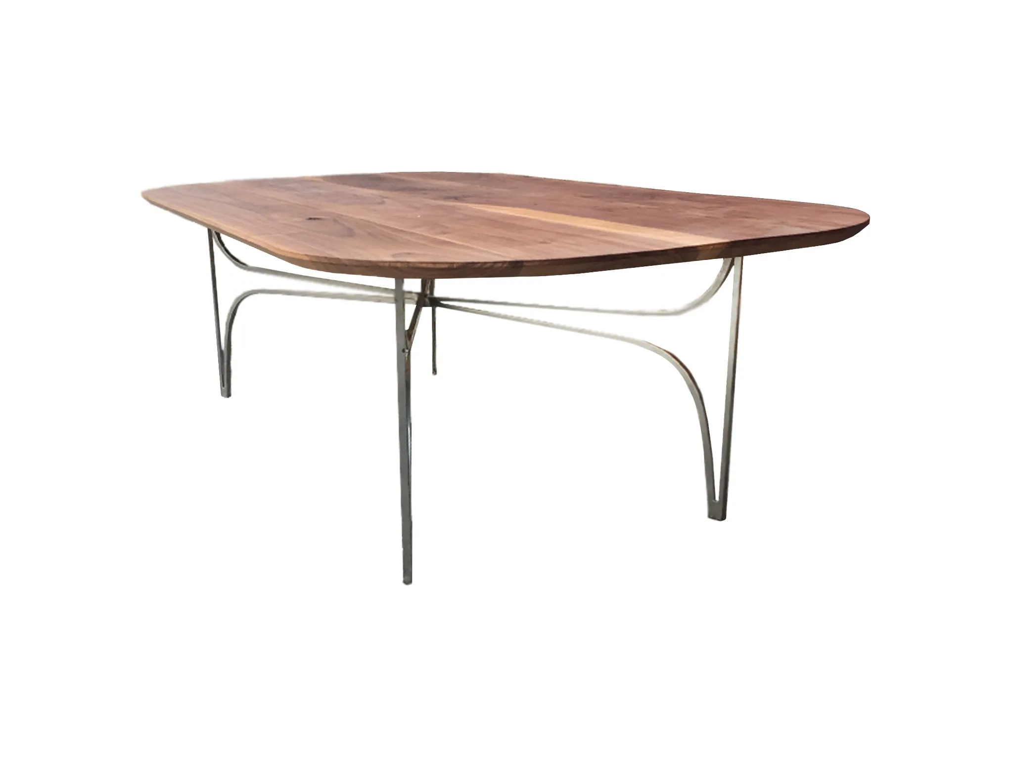 Custom Walnut & Metal Racetrack Coffee Table