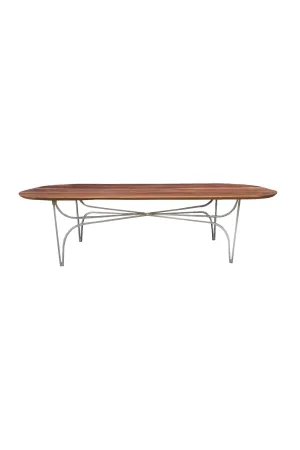 Custom Walnut & Metal Racetrack Coffee Table