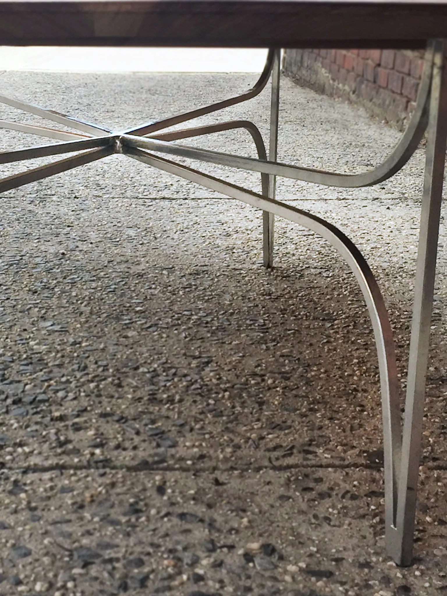 Custom Walnut & Metal Racetrack Coffee Table