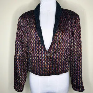 Dahlia Popovits Handwoven Jacket M/L Blazer Chenille Knit Artsy Colorful Pink