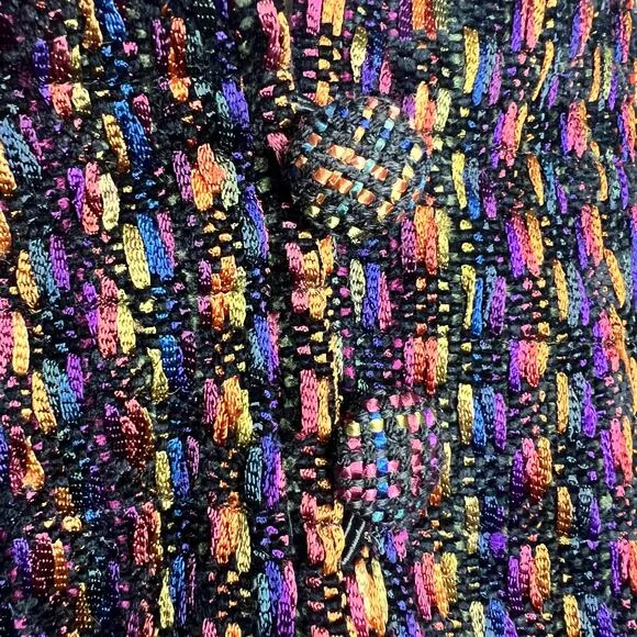 Dahlia Popovits Handwoven Jacket M/L Blazer Chenille Knit Artsy Colorful Pink