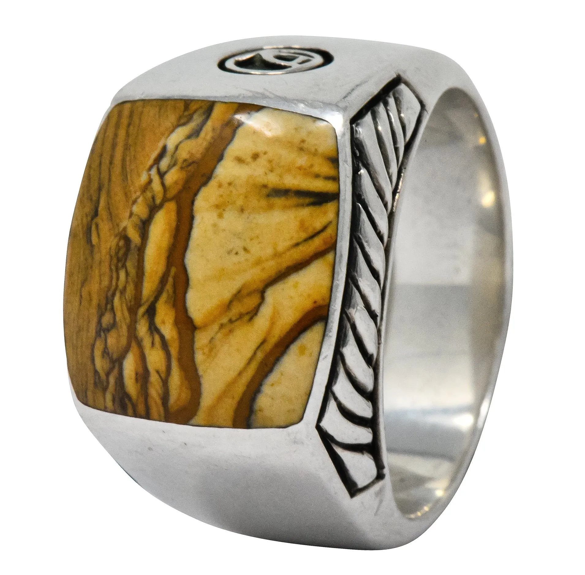 David Yurman Jasper Sterling Silver Men's Exotic Stone Ring