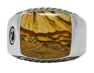 David Yurman Jasper Sterling Silver Men's Exotic Stone Ring