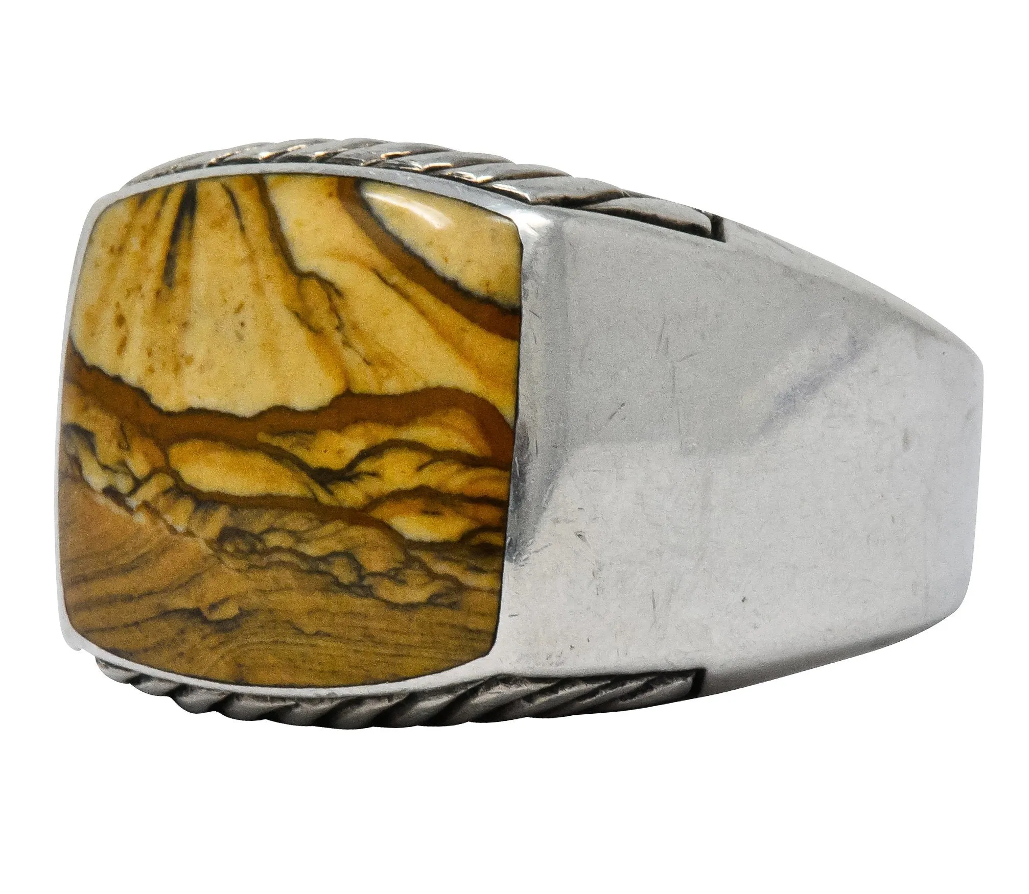 David Yurman Jasper Sterling Silver Men's Exotic Stone Ring