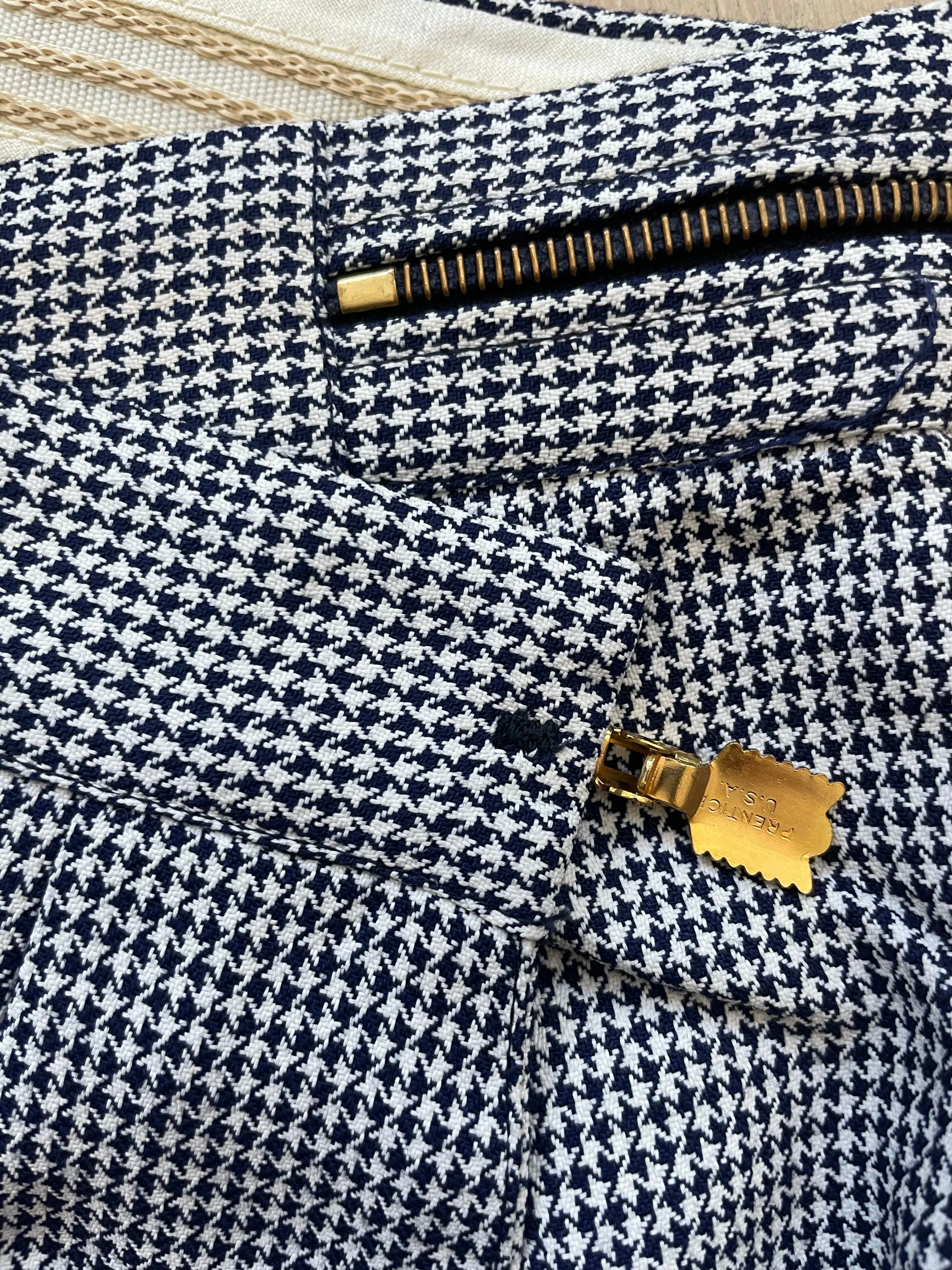 Deadstock 1940s/1950s Houndstooth ‘Kayson Sportswear’ Sliding Zipper Gabardine Pants