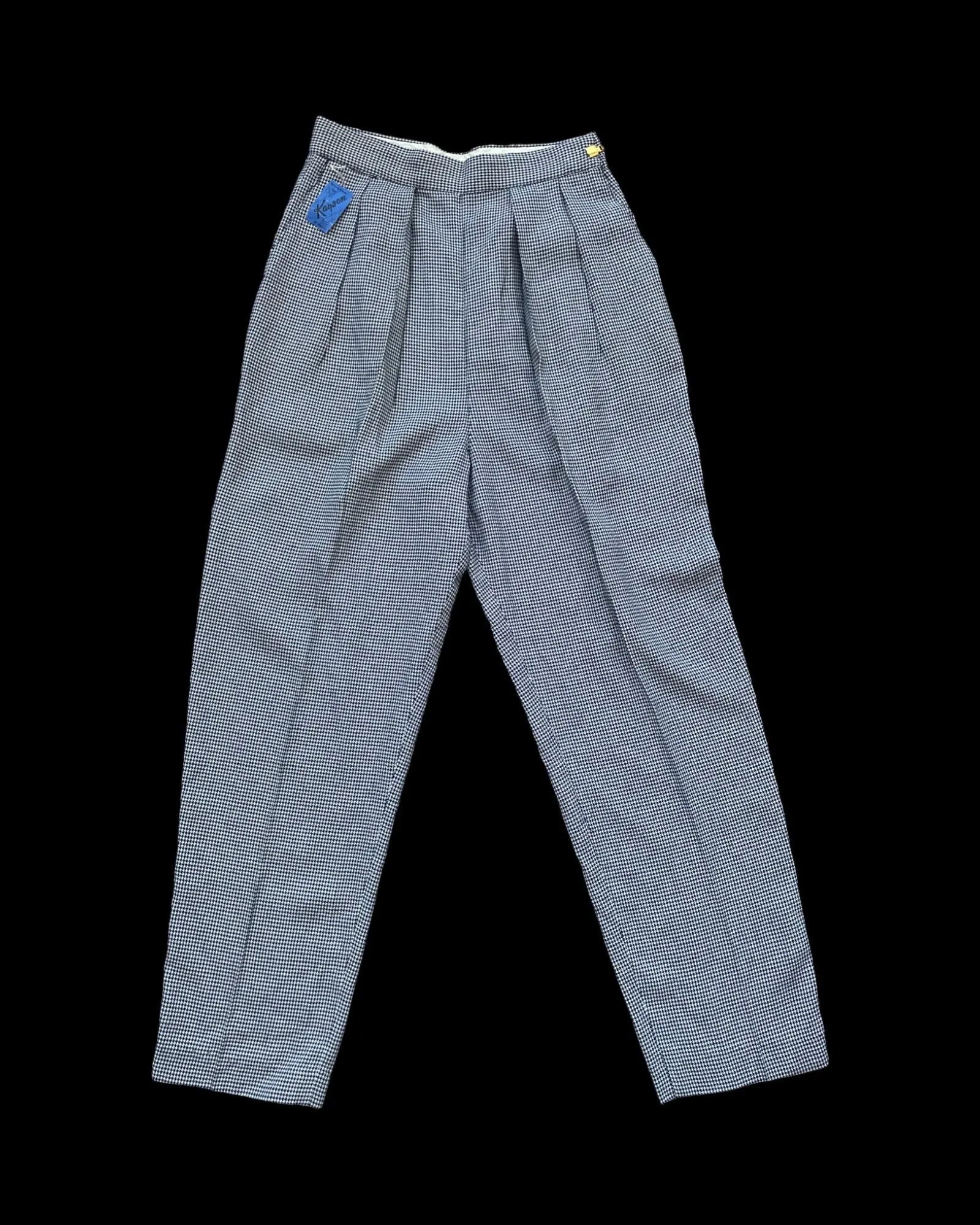 Deadstock 1940s/1950s Houndstooth ‘Kayson Sportswear’ Sliding Zipper Gabardine Pants