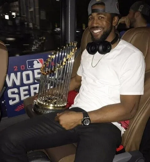 Dexter Fowler Signed 2016 World Series Baseball (Schwartz)Chicago Cub Outfielder