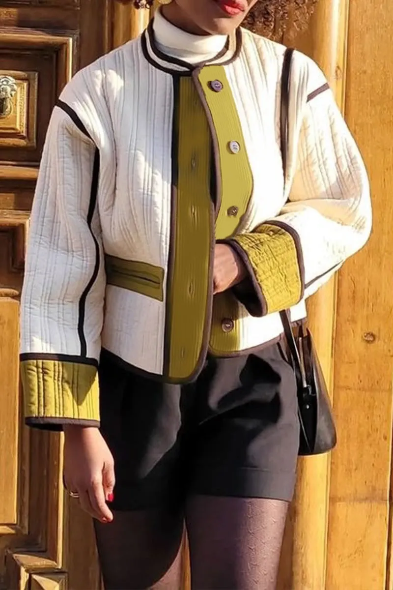 DG0554 Contrast Color Quilted Jacket